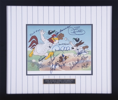 1996 New York Yankees Multi Signed Warner Brothers "Squeeze Play" Cel With 13 Signatures In 22x20 Framed Display - LE 77/250 (JSA)